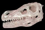 Carved Rose Quartz Dinosaur Skull - Roar! #227040-3